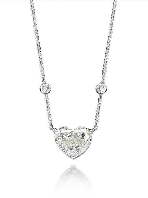White G color [P 0855] 925 Sterling Silver High Carbon Diamond Heart Luxury Necklace